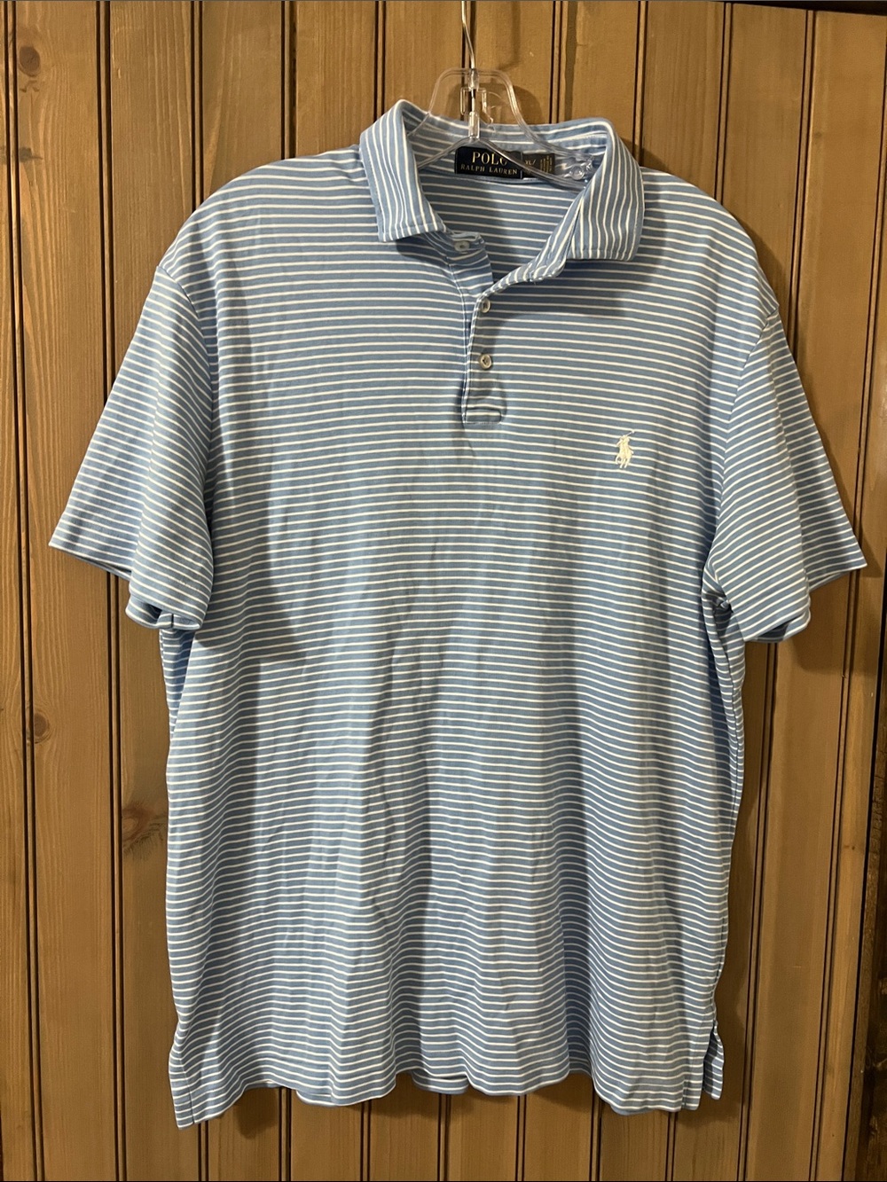 Polo by Ralph Lauren Light Blue and White Striped Polo Shirt Size‎ XL